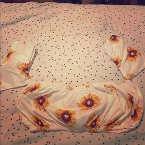 Off the shoulder sunflower crop top